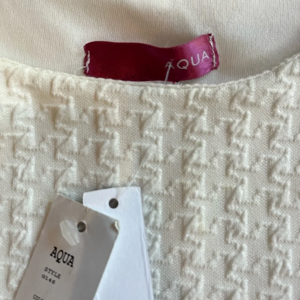 NWT - Aqua Ivory Girls Large Houndstooth Dress